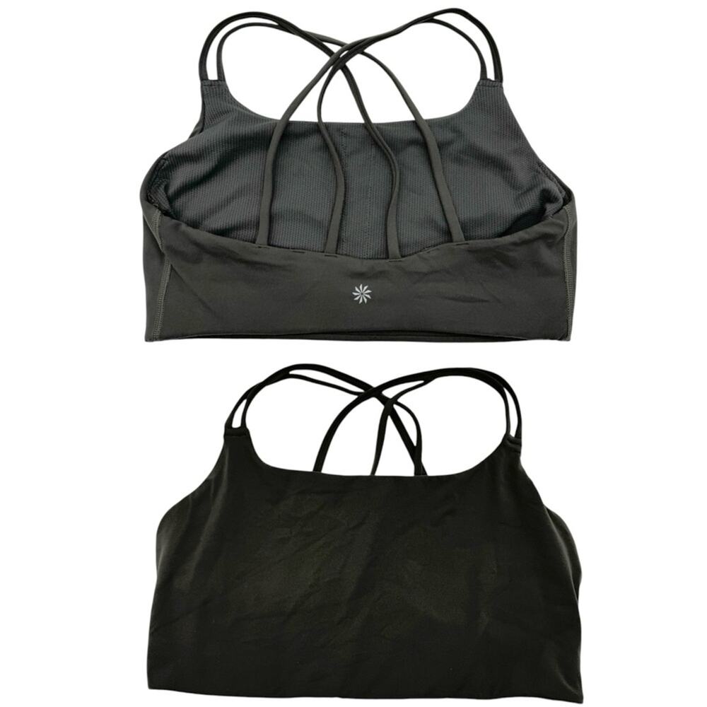 ATHLETA Activewear Strappy Cross-Back Medium-Impact Sports Bra Dark Green Size M